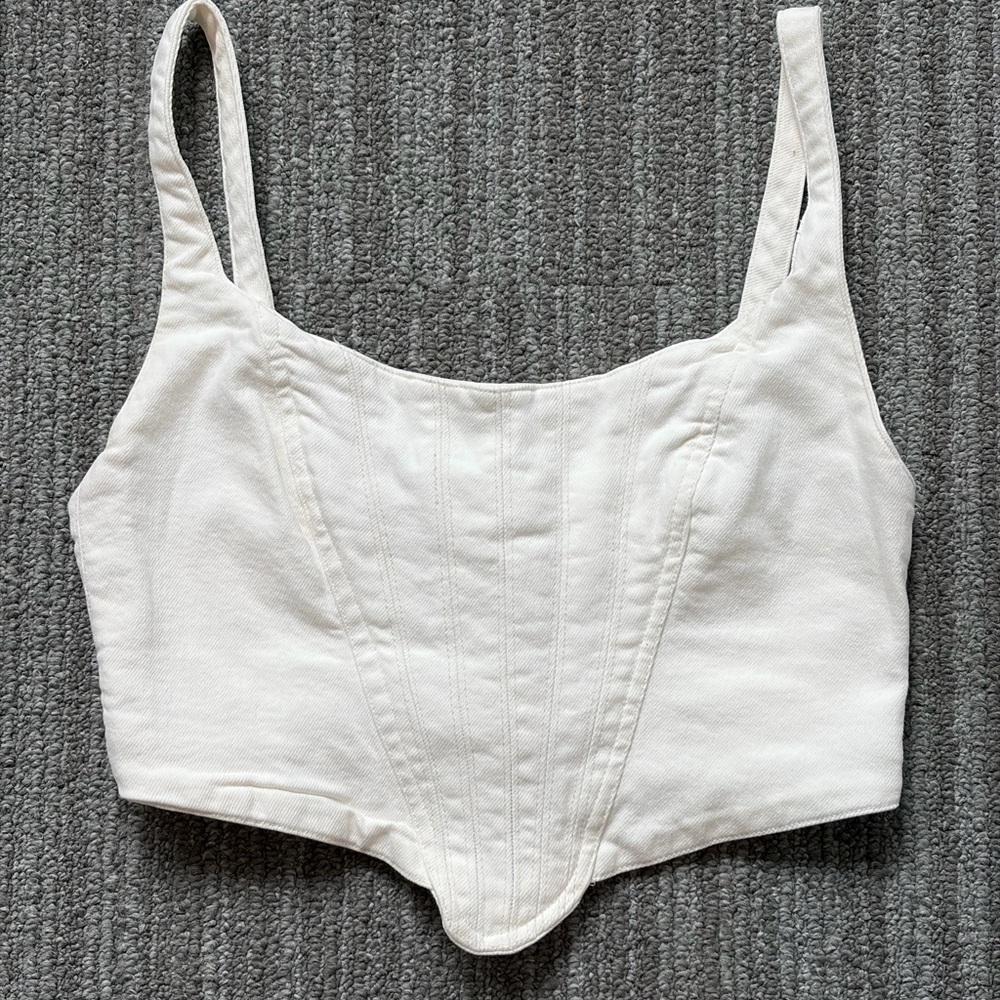 Zara Off-White Structured Corset Crop Top